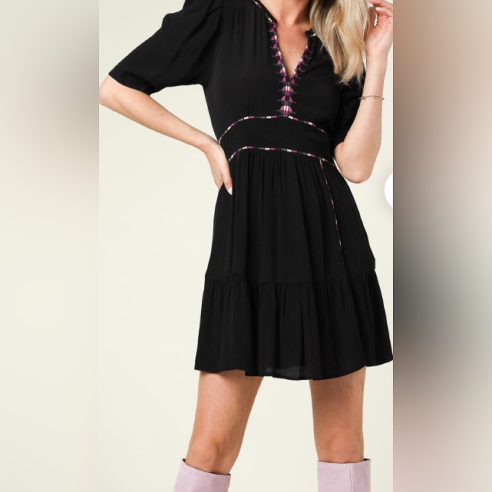 BA&SH Dress with embroidery Teresa | black - Picture 1 of 6